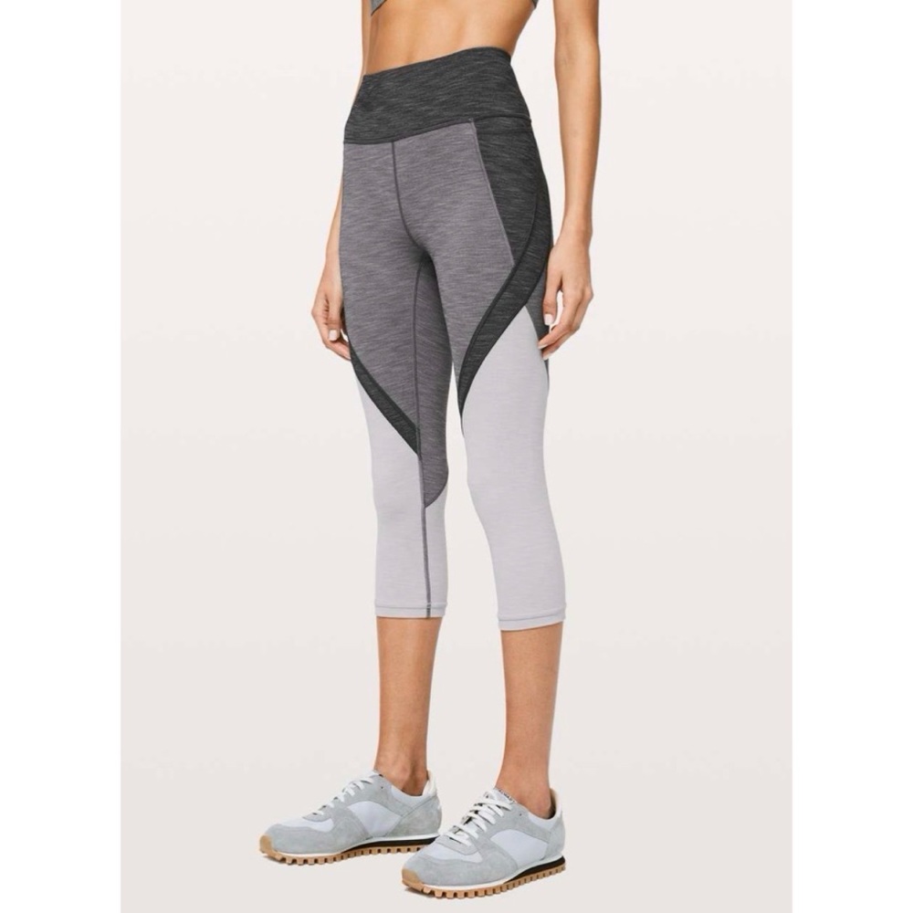 Lululemon Early Extension High-Rise Crop 21"Heathered Black/Heathered Titanium 6
